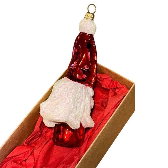 Hand blown Santa Christmas Ornament glitter Made in Poland Large Max Glass mouth - Picture 2 of 8